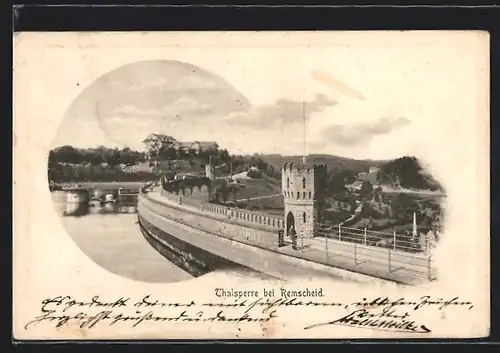 AK Remscheid, Thalsperre aus der Vogelschau