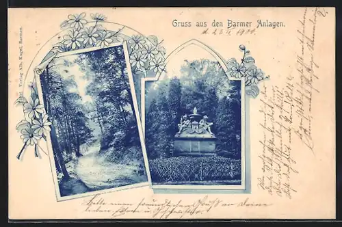 AK Barmen, Barmer Anlagen, Brunnen, Wegpartie