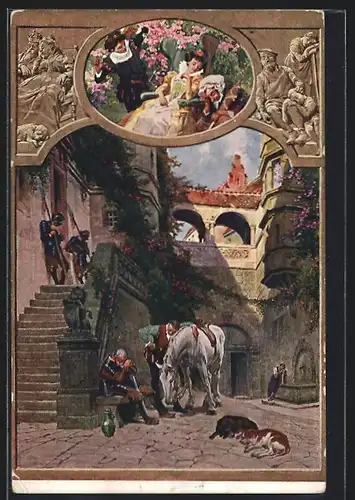 Künstler-AK Dornröschen, das ganze Schloss schläft