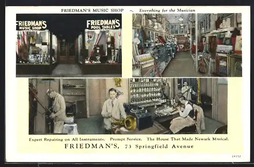 AK Newark, NJ, Friedman`s Music Shop, 73 Springfield Avenue