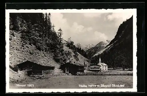 AK Häusling im Zillertal, Kapelle und Zillergrund