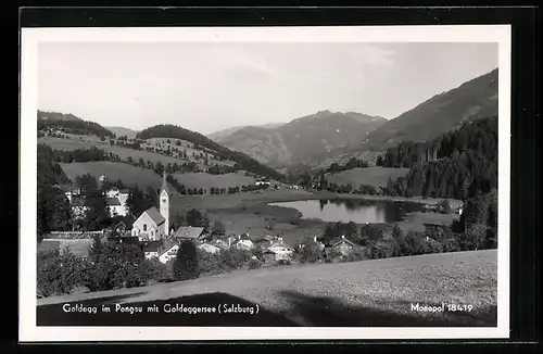 AK Goldegg im Pongau, Ortspartie mit Kirche und Goldeggersee