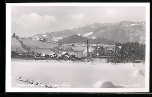 AK Goldegg im Pongau, Blick auf den eingeschneiten Ort