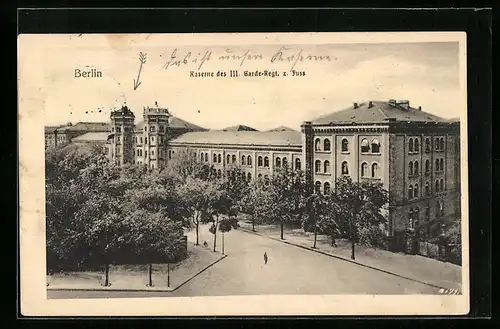 AK Berlin-Kreuzberg, Kaserne des III. Barde-Regt. z. Fuss