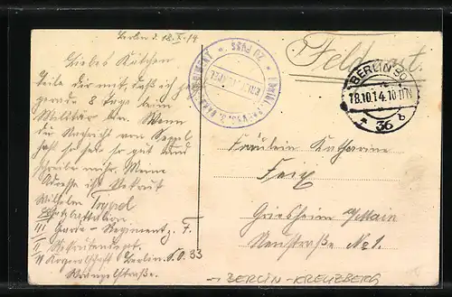 AK Berlin-Kreuzberg, Kaserne des III. Barde-Regt. z. Fuss