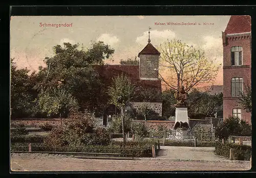 AK Berlin-Schmargendorf, Kaiser Wilhelm-Denkmal und Kirche