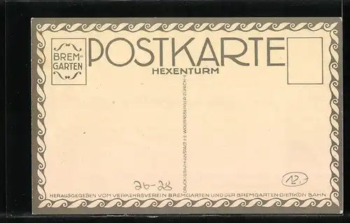 Künstler-AK Bremgarten, Partie am Hexenturm