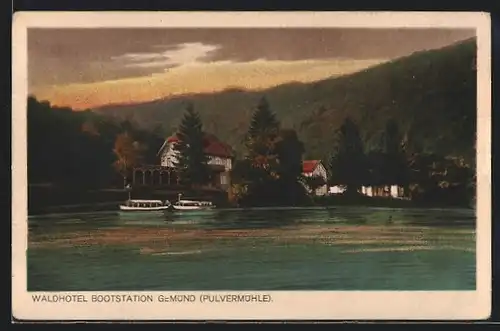 AK Gemünd, Waldhotel Bootsstation Gemund (Pulvermühle) W. Ahrens