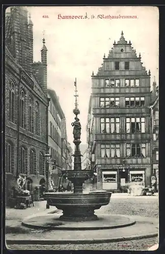 AK Hannover, Ansicht des Rathausbrunnens