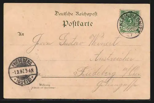 Lithographie Görlitz, Gasthaus Landeskrone, Körner Denkmal