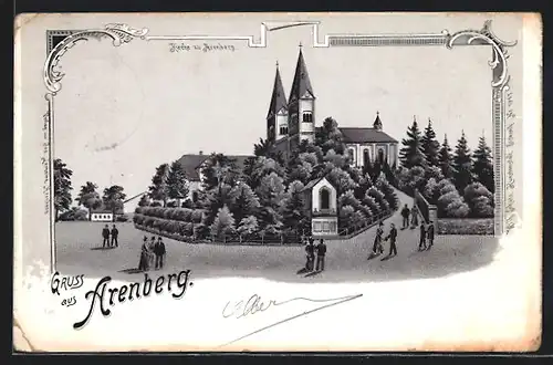 Lithographie Arenberg, Kirche zu Arenberg