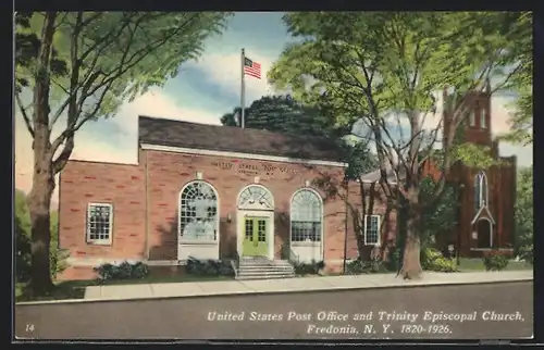 AK Fredonia, NY, US Post Office and Trinity Episcopal Church