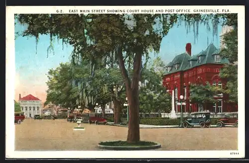 AK Gainesville, FL, East Main Street Showing Court House and Post Office