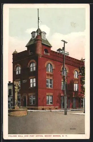 AK Mount Morris, NY, Village Hall and Post Office