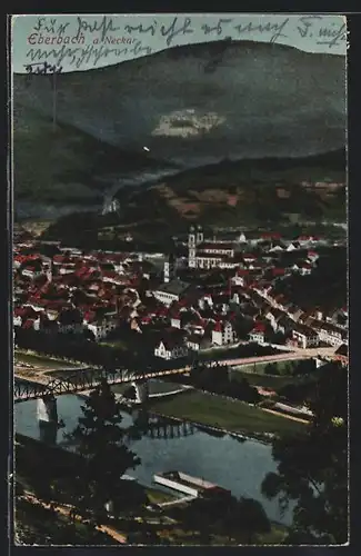 AK Eberbach a. Neckar, Ortsansicht mit Brücke