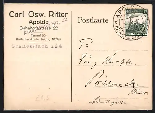AK Apolda, Carl Osw. Ritter, Bahnhofstrasse 22