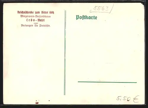 AK Cröv-Mosel, Reichsschenke zum Ritter Götz, Winzerwein-Versandhaus