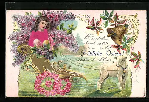 AK Osterlamm zieht Kutsche, Ostern