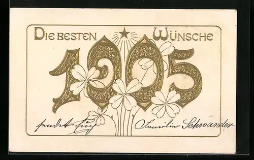 AK Jahreszahl 1905 mit Kleeblättern