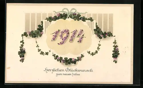 AK Jahreszahl 1914 mit Kleeblättern
