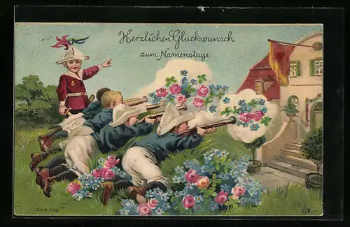 AK Kleine Soldaten schiessen Blumen zum Namenstag
