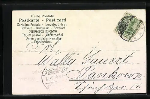 AK Osterhase schiebt Ostereikarren