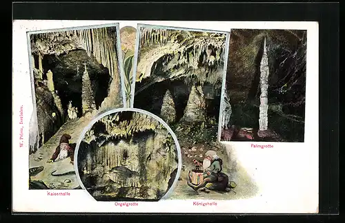 AK Zwerge in der Königshalle und Kaiserhalle, Palmgrotte