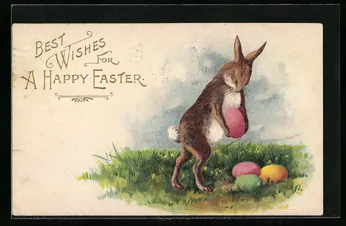 AK Osterhase mit Osterei