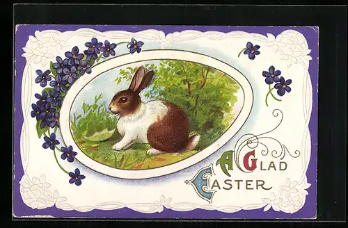 AK Osterhase im Grünen, Veilchendekor