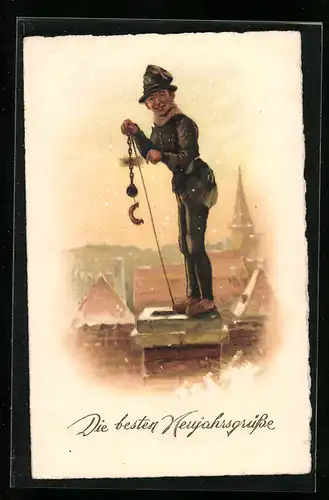 AK Schornsteinfeger auf dem Dach