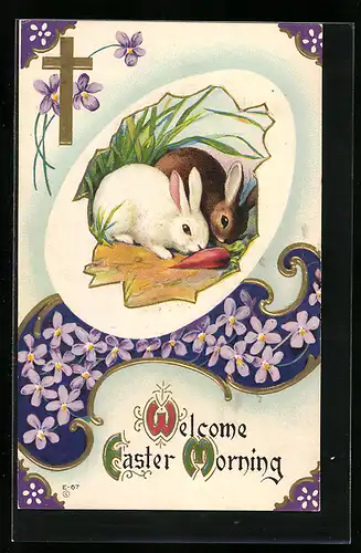 AK Osterhasen knabbern an Möhre