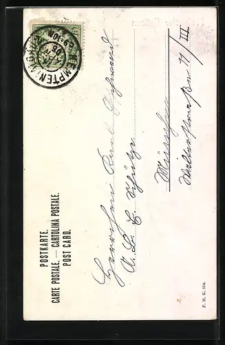 AK Junge bemalt Ei mit Osterhasen-Motiv