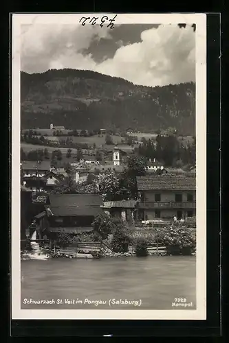 AK Schwarzach /St. Veit, Ortsansicht am Wasser