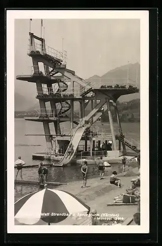 AK Millstatt a. See, Strandbad & Sprungturm