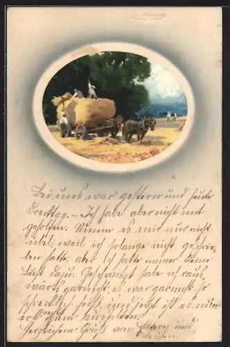Künstler-AK Meissner & Buch (M&B) Nr. 1552: Erntewagen mit Landarbeitern