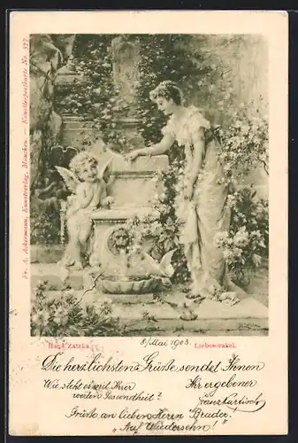 Künstler-AK Hans Zatzka: Amor als Liebesorakel