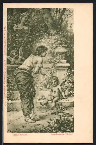 Künstler-AK Hans Zatzka: Amor mit leerem Köcher