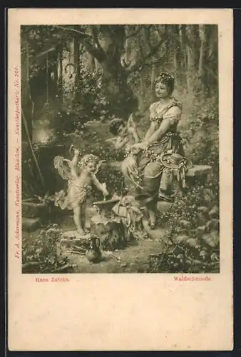 Künstler-AK Hans Zatzka: Amor schmiedet Pfeile