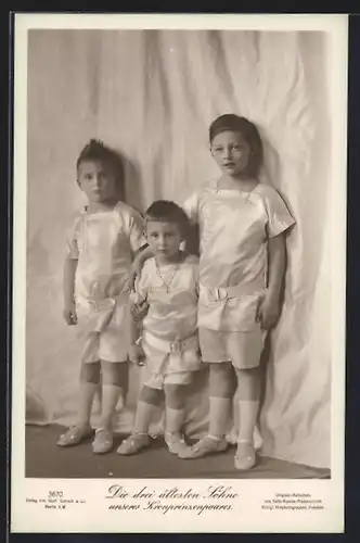AK Die drei ältesten Söhne unseres Kronprinzenpaares Wilhelm von Preussen