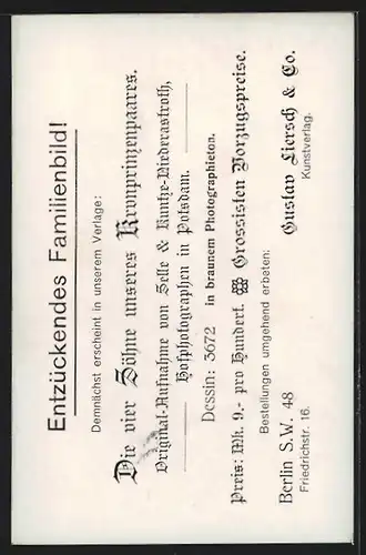 AK Die Söhne unseres Kronprinzen Wilhelm von Preussen