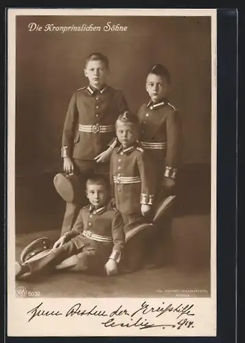 AK Die vier Söhne des Kronprinzenpaares