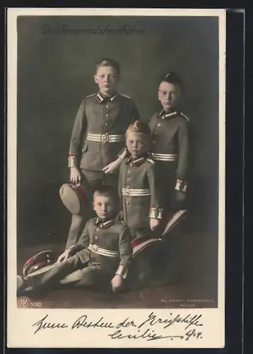 AK Die Söhne des Kronprinzenpaares in Uniform