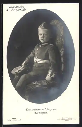 AK Jüngster Sohn des Kronprinzen Wilhelm von Preussen in Feldgrau