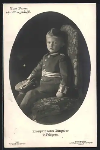 AK Jüngster Sohn des Kronprinzen Wilhelm von Preussen in Feldgrau