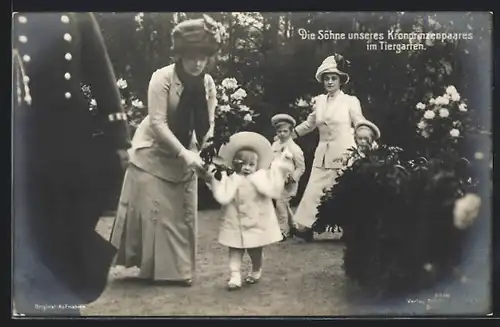 AK Söhne von Kronprinz Wilhelm von Preussen im Tiergarten