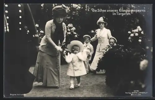 AK Söhne von Kronprinz Wilhelm von Preussen im Tiergarten