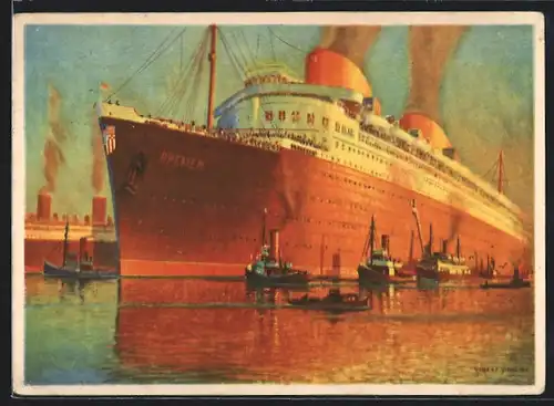 Künstler-AK Robert Schmidt: Passagierschiff Bremen