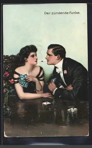 Künstler-AK Clarence F. Underwood: Der zündende Funke