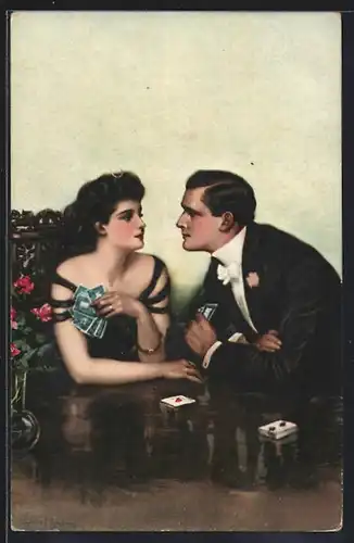 Künstler-AK Clarence F. Underwood: Gewagtes Spiel