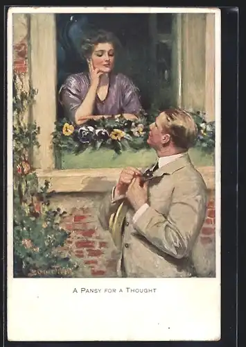 Künstler-AK Clarence F. Underwood: A Pansy For A Thought